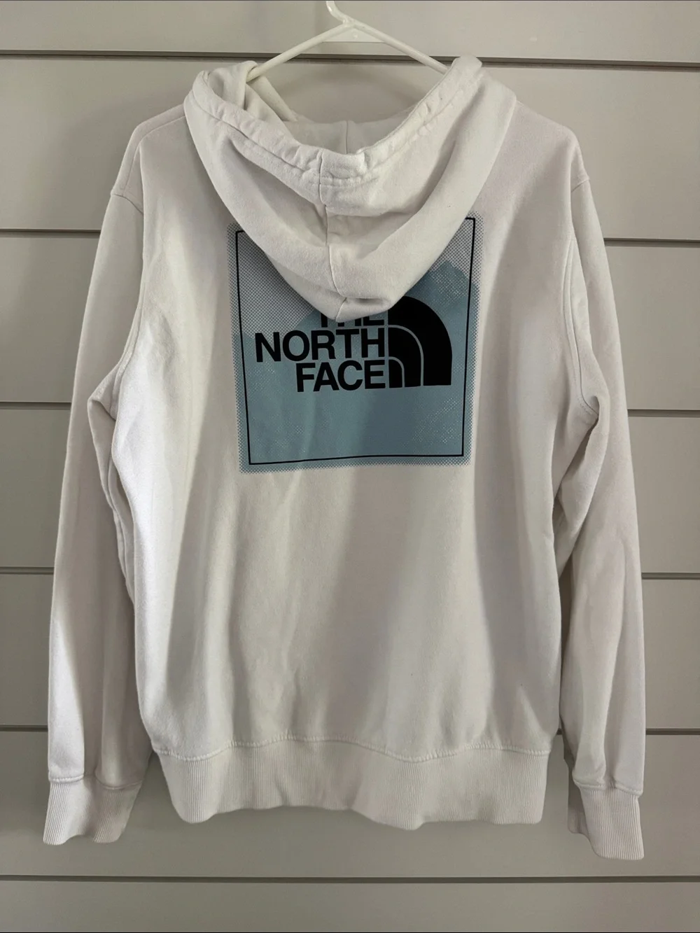 The North Face Men's White Hooded Pullover with Small Logo